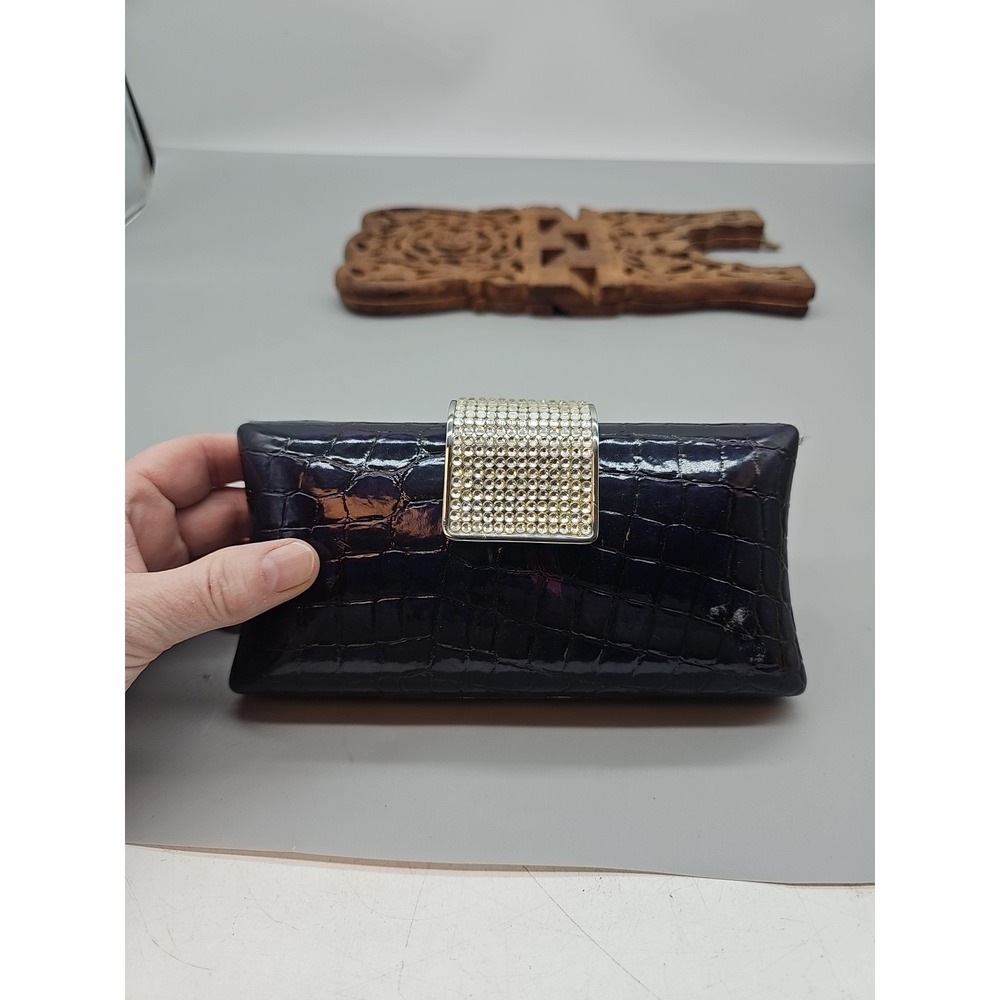 Vintage Purple‎ Hardshell Evening Clutch Animal Print  silver Clasp